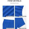imageBTFBM 2025 Womens Summer 2 Piece Outfits Spring Crewneck Short Sleeve Ruched Bodycon Tops Flowy Knit Maxi Skirt SetsBlue