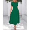 imageBTFBM 2025 Womens Summer 2 Piece Outfits Spring Crewneck Short Sleeve Ruched Bodycon Tops Flowy Knit Maxi Skirt SetsGreen