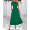 imageBTFBM 2025 Womens Summer 2 Piece Outfits Spring Crewneck Short Sleeve Ruched Bodycon Tops Flowy Knit Maxi Skirt SetsGreen