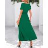 imageBTFBM 2025 Womens Summer 2 Piece Outfits Spring Crewneck Short Sleeve Ruched Bodycon Tops Flowy Knit Maxi Skirt SetsGreen