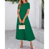 imageBTFBM 2025 Womens Summer 2 Piece Outfits Spring Crewneck Short Sleeve Ruched Bodycon Tops Flowy Knit Maxi Skirt SetsGreen