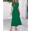 imageBTFBM 2025 Womens Summer 2 Piece Outfits Spring Crewneck Short Sleeve Ruched Bodycon Tops Flowy Knit Maxi Skirt SetsGreen