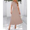 imageBTFBM 2025 Womens Summer 2 Piece Outfits Spring Crewneck Short Sleeve Ruched Bodycon Tops Flowy Knit Maxi Skirt SetsKhaki