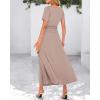 imageBTFBM 2025 Womens Summer 2 Piece Outfits Spring Crewneck Short Sleeve Ruched Bodycon Tops Flowy Knit Maxi Skirt SetsKhaki