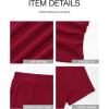 imageBTFBM 2025 Womens Summer 2 Piece Outfits Spring Crewneck Short Sleeve Ruched Bodycon Tops Flowy Knit Maxi Skirt SetsWine Red
