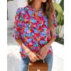 imageBTFBM Summer Blouses for Women Dressy Casual 2025 Spring Floral Boho Shirts V Neck Puff Short Sleeve Business Work TopsFloral Black Multi