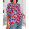 imageBTFBM Summer Blouses for Women Dressy Casual 2025 Spring Floral Boho Shirts V Neck Puff Short Sleeve Business Work TopsFloral Black Multi