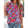 imageBTFBM Summer Blouses for Women Dressy Casual 2025 Spring Floral Boho Shirts V Neck Puff Short Sleeve Business Work TopsFloral Black Multi