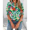 imageBTFBM Summer Blouses for Women Dressy Casual 2025 Spring Floral Boho Shirts V Neck Puff Short Sleeve Business Work TopsFloral Green Multi