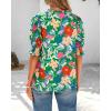 imageBTFBM Summer Blouses for Women Dressy Casual 2025 Spring Floral Boho Shirts V Neck Puff Short Sleeve Business Work TopsFloral Green Multi