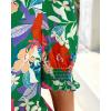 imageBTFBM Summer Blouses for Women Dressy Casual 2025 Spring Floral Boho Shirts V Neck Puff Short Sleeve Business Work TopsFloral Green Multi