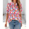 imageBTFBM Summer Blouses for Women Dressy Casual 2025 Spring Floral Boho Shirts V Neck Puff Short Sleeve Business Work TopsFloral Light Blue Multi