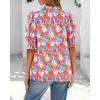 imageBTFBM Summer Blouses for Women Dressy Casual 2025 Spring Floral Boho Shirts V Neck Puff Short Sleeve Business Work TopsFloral Light Blue Multi