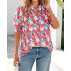 imageBTFBM Summer Blouses for Women Dressy Casual 2025 Spring Floral Boho Shirts V Neck Puff Short Sleeve Business Work TopsFloral Light Blue Multi