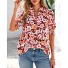 imageBTFBM Summer Blouses for Women Dressy Casual 2025 Spring Floral Boho Shirts V Neck Puff Short Sleeve Business Work TopsFloral Orange Pink