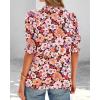 imageBTFBM Summer Blouses for Women Dressy Casual 2025 Spring Floral Boho Shirts V Neck Puff Short Sleeve Business Work TopsFloral Orange Pink