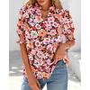 imageBTFBM Summer Blouses for Women Dressy Casual 2025 Spring Floral Boho Shirts V Neck Puff Short Sleeve Business Work TopsFloral Orange Pink