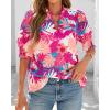 imageBTFBM Summer Blouses for Women Dressy Casual 2025 Spring Floral Boho Shirts V Neck Puff Short Sleeve Business Work TopsFloral Pink