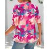 imageBTFBM Summer Blouses for Women Dressy Casual 2025 Spring Floral Boho Shirts V Neck Puff Short Sleeve Business Work TopsFloral Pink