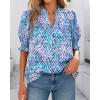 imageBTFBM Summer Blouses for Women Dressy Casual 2025 Spring Floral Boho Shirts V Neck Puff Short Sleeve Business Work TopsFloral Pink Blue