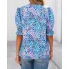 imageBTFBM Summer Blouses for Women Dressy Casual 2025 Spring Floral Boho Shirts V Neck Puff Short Sleeve Business Work TopsFloral Pink Blue