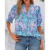 imageBTFBM Summer Blouses for Women Dressy Casual 2025 Spring Floral Boho Shirts V Neck Puff Short Sleeve Business Work TopsFloral Pink Blue
