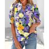imageBTFBM Summer Blouses for Women Dressy Casual 2025 Spring Floral Boho Shirts V Neck Puff Short Sleeve Business Work TopsFloral Purple Yellow