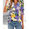 imageBTFBM Summer Blouses for Women Dressy Casual 2025 Spring Floral Boho Shirts V Neck Puff Short Sleeve Business Work TopsFloral Purple Yellow
