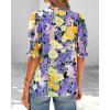 imageBTFBM Summer Blouses for Women Dressy Casual 2025 Spring Floral Boho Shirts V Neck Puff Short Sleeve Business Work TopsFloral Purple Yellow