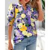 imageBTFBM Summer Blouses for Women Dressy Casual 2025 Spring Floral Boho Shirts V Neck Puff Short Sleeve Business Work TopsFloral Purple Yellow