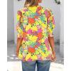 imageBTFBM Summer Blouses for Women Dressy Casual 2025 Spring Floral Boho Shirts V Neck Puff Short Sleeve Business Work TopsFloral Yellow Pink