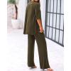 imageBTFBM Women 2 Piece Outfits Casual Loose Slit Short Sleeve Top Wide Leg Pants Matching Lounge Sets Tracksuit With PocketArmy Green
