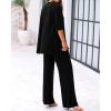 imageBTFBM Women 2 Piece Outfits Casual Loose Slit Short Sleeve Top Wide Leg Pants Matching Lounge Sets Tracksuit With PocketBlack