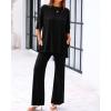 imageBTFBM Women 2 Piece Outfits Casual Loose Slit Short Sleeve Top Wide Leg Pants Matching Lounge Sets Tracksuit With PocketBlack