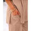 imageBTFBM Women 2 Piece Outfits Casual Loose Slit Short Sleeve Top Wide Leg Pants Matching Lounge Sets Tracksuit With PocketKhaki