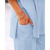 imageBTFBM Women 2 Piece Outfits Casual Loose Slit Short Sleeve Top Wide Leg Pants Matching Lounge Sets Tracksuit With PocketLight Blue
