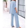 imageBTFBM Women 2 Piece Outfits Casual Loose Slit Short Sleeve Top Wide Leg Pants Matching Lounge Sets Tracksuit With PocketLight Blue