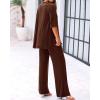 imageBTFBM Women 2 Piece Outfits Casual Loose Slit Short Sleeve Top Wide Leg Pants Matching Lounge Sets Tracksuit With PocketLight Coffee