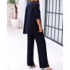 imageBTFBM Women 2 Piece Outfits Casual Loose Slit Short Sleeve Top Wide Leg Pants Matching Lounge Sets Tracksuit With PocketNavy