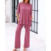 imageBTFBM Women 2 Piece Outfits Casual Loose Slit Short Sleeve Top Wide Leg Pants Matching Lounge Sets Tracksuit With PocketPink