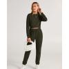 imageBTFBM Women 2 Piece Outfits Long Sleeve Crop Top Pullover Drawstring Pant Jogger Set Casual Sweatsuits Tracksuit PocketsArmy Green
