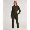 imageBTFBM Women 2 Piece Outfits Long Sleeve Crop Top Pullover Drawstring Pant Jogger Set Casual Sweatsuits Tracksuit PocketsArmy Green