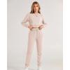 imageBTFBM Women 2 Piece Outfits Long Sleeve Crop Top Pullover Drawstring Pant Jogger Set Casual Sweatsuits Tracksuit PocketsBeige