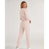 imageBTFBM Women 2 Piece Outfits Long Sleeve Crop Top Pullover Drawstring Pant Jogger Set Casual Sweatsuits Tracksuit PocketsBeige
