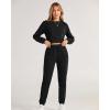 imageBTFBM Women 2 Piece Outfits Long Sleeve Crop Top Pullover Drawstring Pant Jogger Set Casual Sweatsuits Tracksuit PocketsBlack