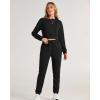 imageBTFBM Women 2 Piece Outfits Long Sleeve Crop Top Pullover Drawstring Pant Jogger Set Casual Sweatsuits Tracksuit PocketsBlack