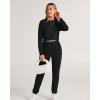 imageBTFBM Women 2 Piece Outfits Long Sleeve Crop Top Pullover Drawstring Pant Jogger Set Casual Sweatsuits Tracksuit PocketsBlack