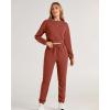 imageBTFBM Women 2 Piece Outfits Long Sleeve Crop Top Pullover Drawstring Pant Jogger Set Casual Sweatsuits Tracksuit PocketsBrick Red