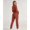 imageBTFBM Women 2 Piece Outfits Long Sleeve Crop Top Pullover Drawstring Pant Jogger Set Casual Sweatsuits Tracksuit PocketsBrick Red