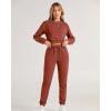 imageBTFBM Women 2 Piece Outfits Long Sleeve Crop Top Pullover Drawstring Pant Jogger Set Casual Sweatsuits Tracksuit PocketsBrick Red